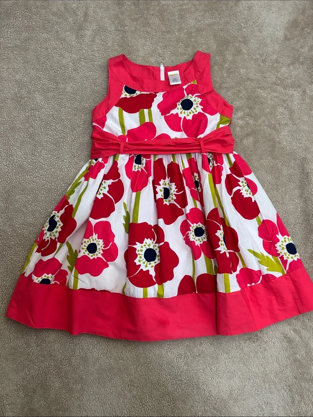 Gymboree Red Floral Fit-and-Flare Dress with White Background
